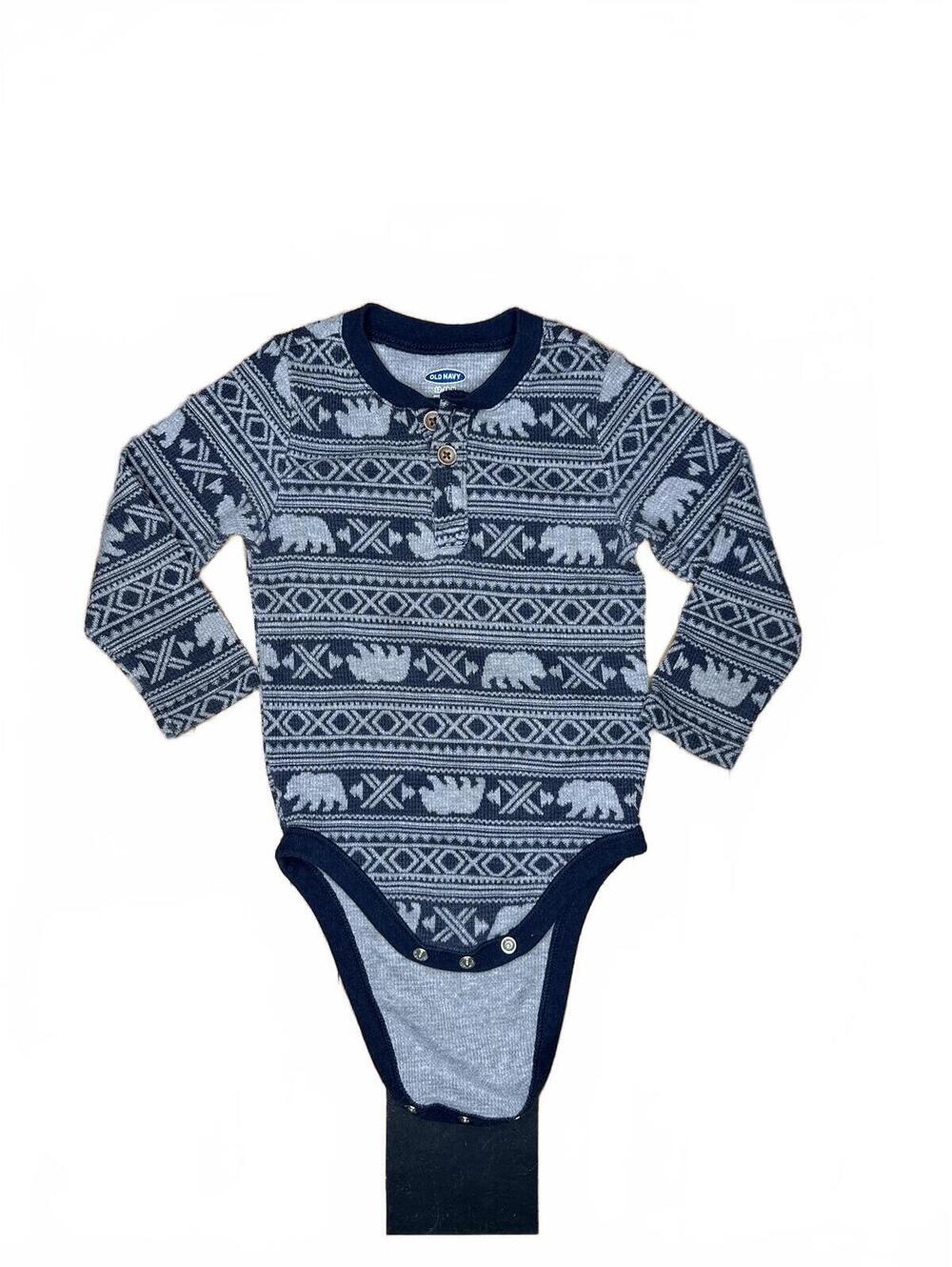 Old Navy Baby 12-18M Navy Fair Isle Long Sleeve Bodysuit